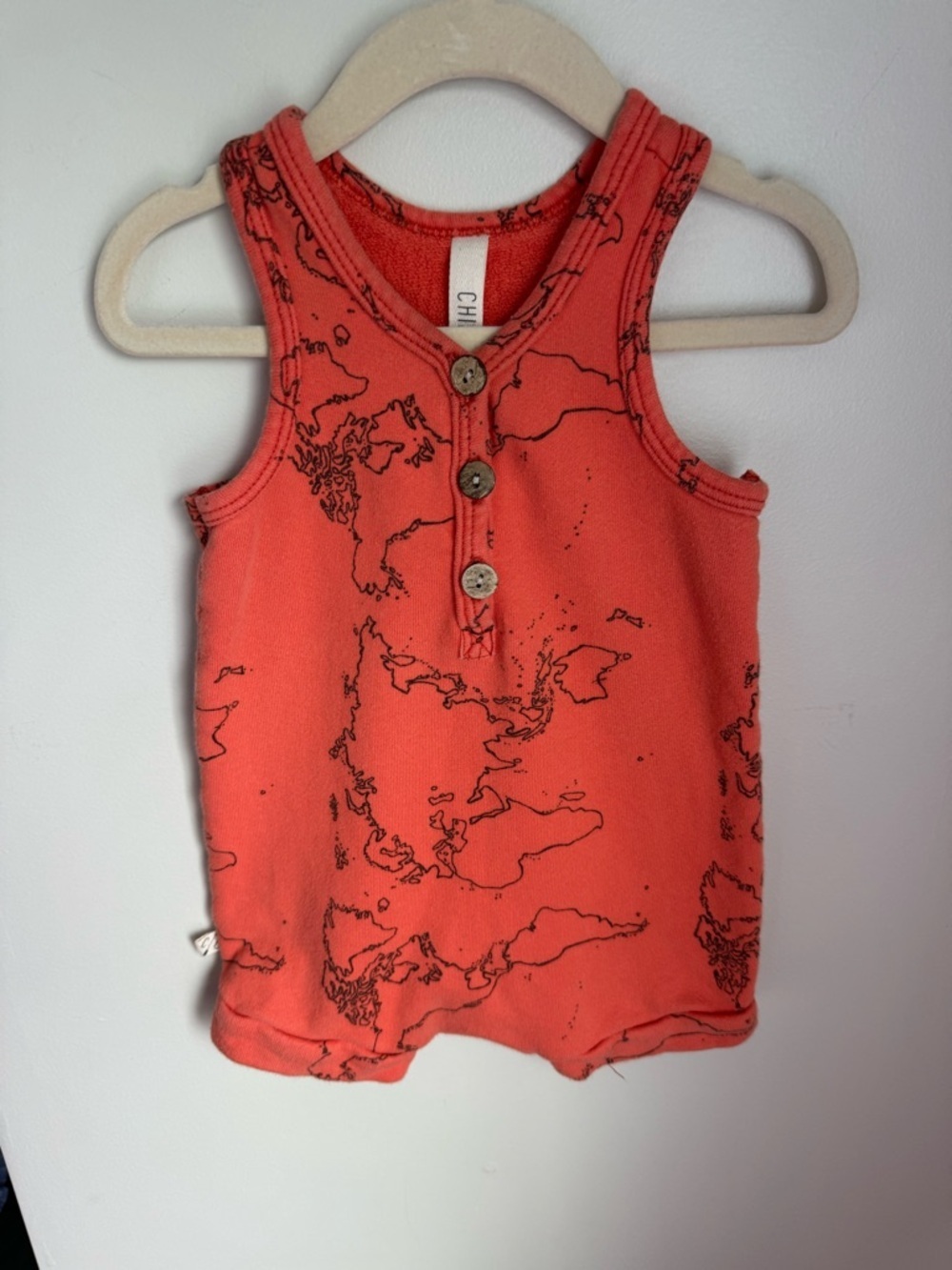 Childhoods Orange Sleeveless Romper World Map Size 12-18